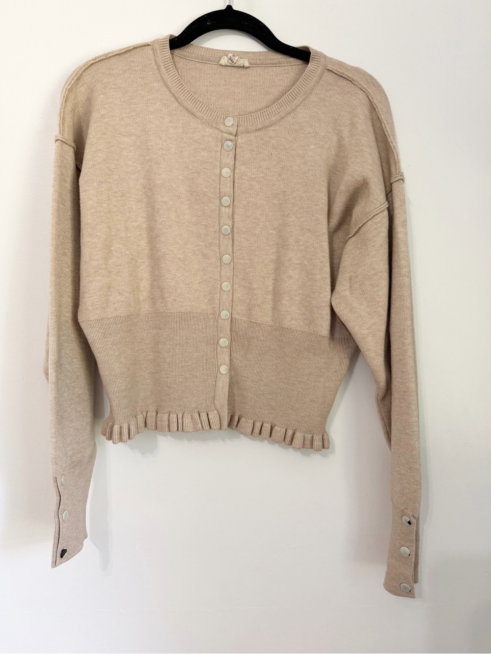 Pilcro medium button down knit sweater tan